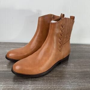New! Frye & Co Junia Booties Womens Size 6 Cognac Brown Ankle Block Heel Boots